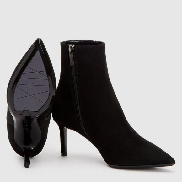 $550 AQUATALIA MACKENZIE POINTY TOE STILETTO HEEL SUEDE BLACK SOCK 9.5 (ME29) - Picture 1 of 8